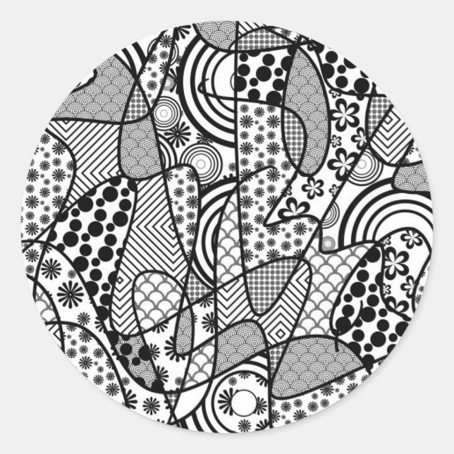 Adesivo Patchwork Preto e Branco de Padrões 02 (Frente)