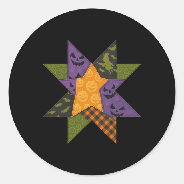 Adesivo Patchwork Quilling Block Star Patterno Halloween Q (Frente)