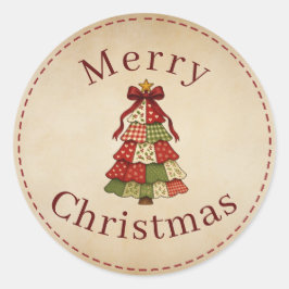 Adesivo Patchwork Quilt Merry Christmas Round Sticker