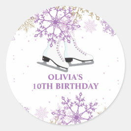 Adesivo Patinação no Gelo Aniversário Floco de Neve Roxo e