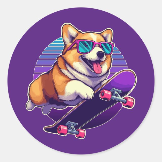 Adesivo Patinador de anos 80 Corgi (Frente)