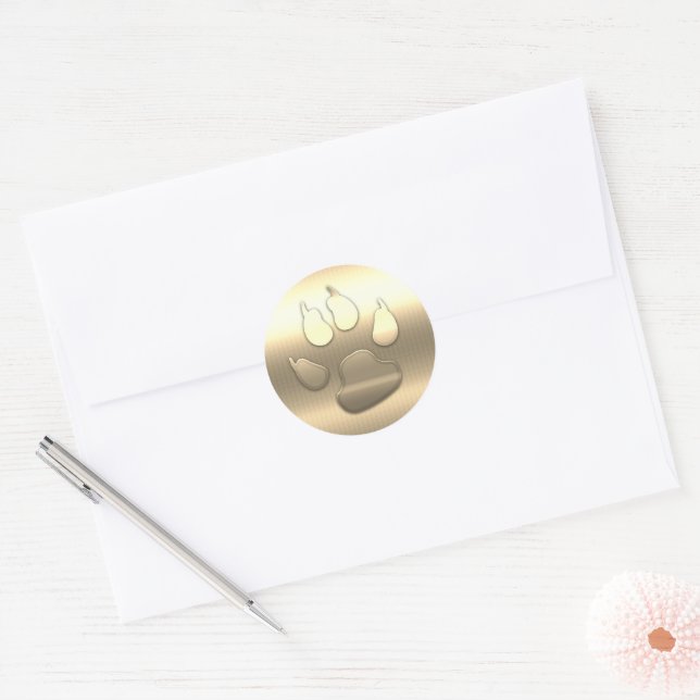 Adesivo Patinha de Cachorro em Ouro Personalizado (Envelope)