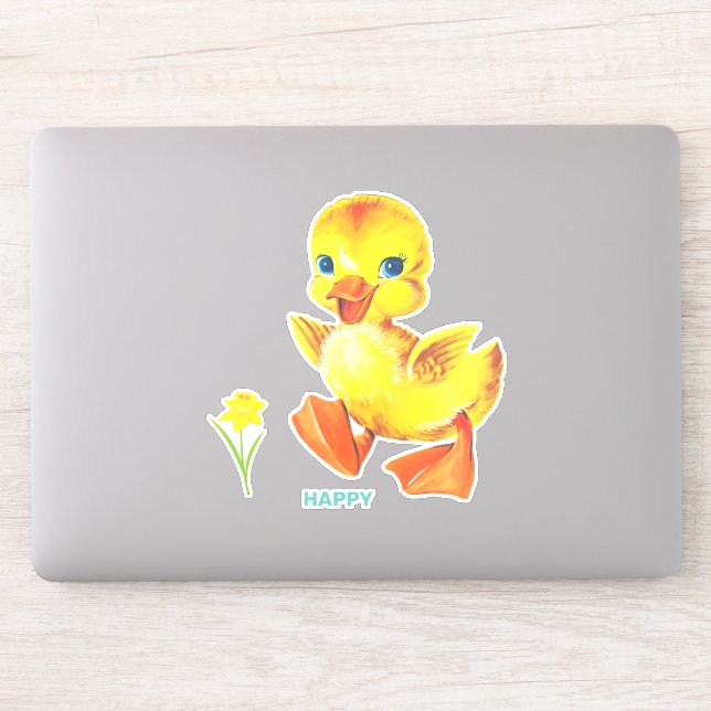 Adesivo Patinho Engraçado Feliz Adorável (Computador)