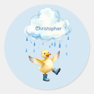 Adesivo Patinho Fofo Brincando na Chuva
