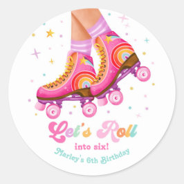 Adesivo Patins Vamos Rolar Menina de Aniversário de Patina