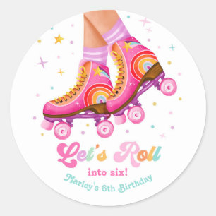 Adesivo Patins Vamos Rolar Menina de Aniversário de Patina