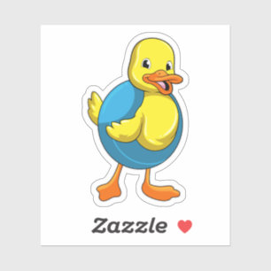 Adesivo Pato a Nadar com anel de Natação