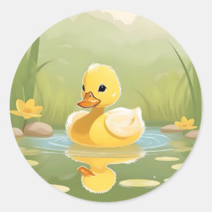 Adesivo Pato Amarelo-Fofo em um Dia Tranquilo