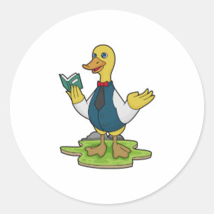 Adesivo Pato como professor com livro