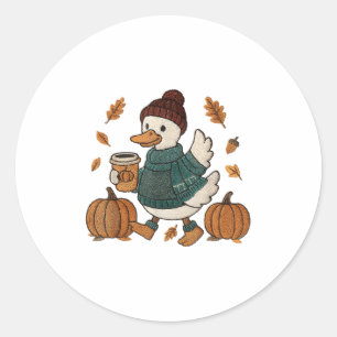 Adesivo Pato da Temporada Aconchegante Cute Outono Pato Te
