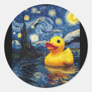 Adesivo Pato de Borracha Van Gogh Estilo Noite Estrelada