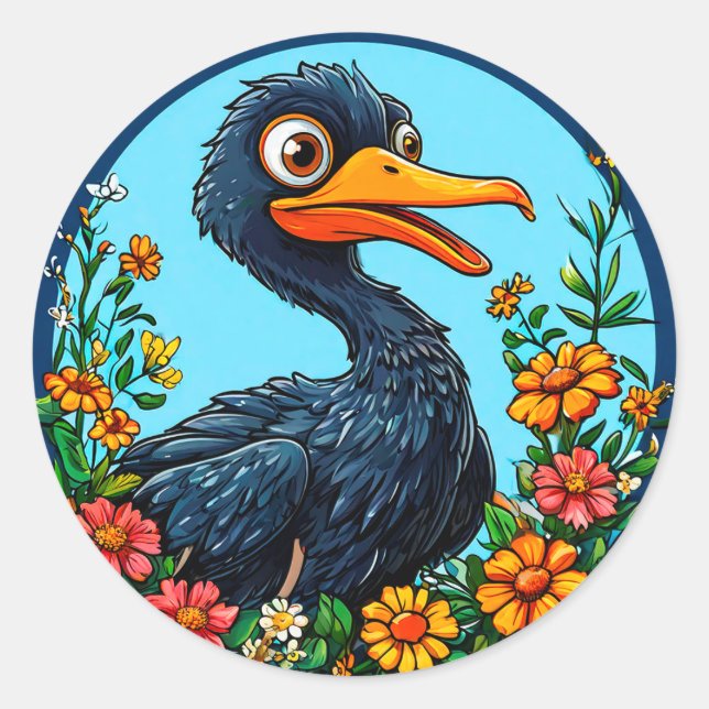 Adesivo Pato de Desenho Animado Fofo 🐥 Arte de Animal Exc (Frente)
