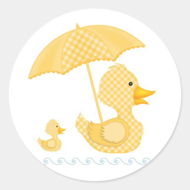 Adesivo Pato de Gingham Amarelo, Chá de fraldas (Frente)