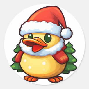 Adesivo Pato de Natal bonito com chapéu de Papai Noel