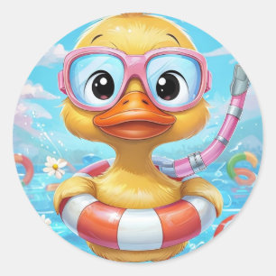 Adesivo Pato do Partido da Piscina de Caricatura com Snork