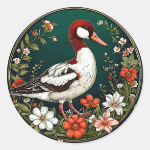 Adesivo Pato Elegante Rodeado por Flores Vibrantes
