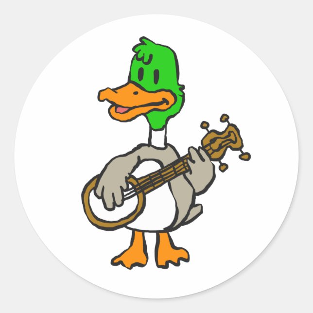 Adesivo Pato engraçado tocando banjo | escolher cor de fun (Frente)