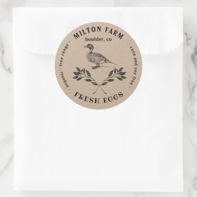 Adesivo Pato Feliz Laurel Branch Egg Carton Round Sticker (Bolsa)