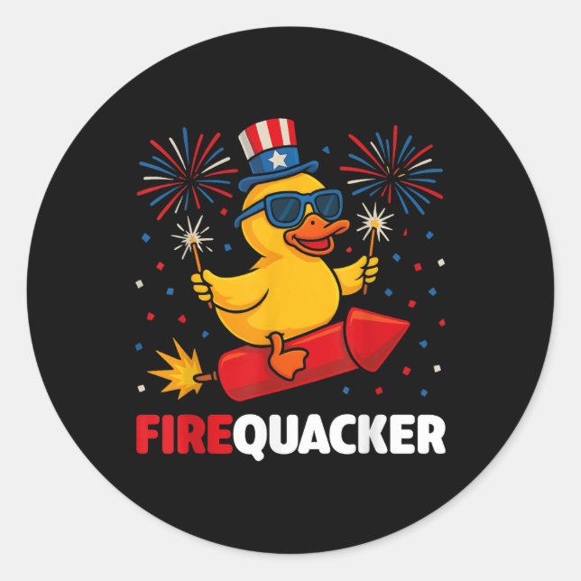 Adesivo Pato Firequacker Patriótico de 4 de Julho (Frente)