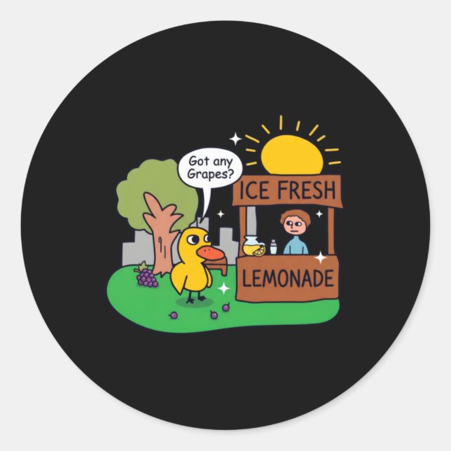 Adesivo Pato Limonada de Uvas na Banca (Frente)