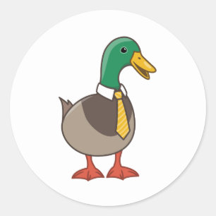 Adesivo Pato Mallard de Desenho Animado Fofo com Gravata