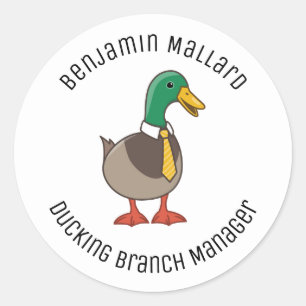 Adesivo Pato Mallard de Desenho Animado Fofo com Gravata T