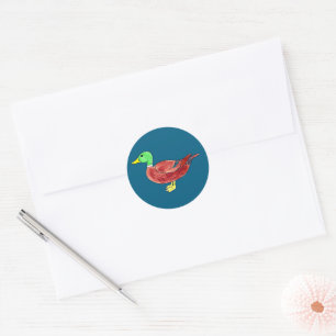 Adesivo Pato-Marreco com Cabeça Verde em Aquarela