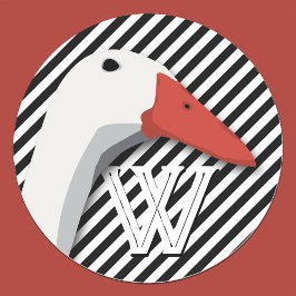 Adesivo Pato Monograma Padrão de Pinstripes Pretas e Branc