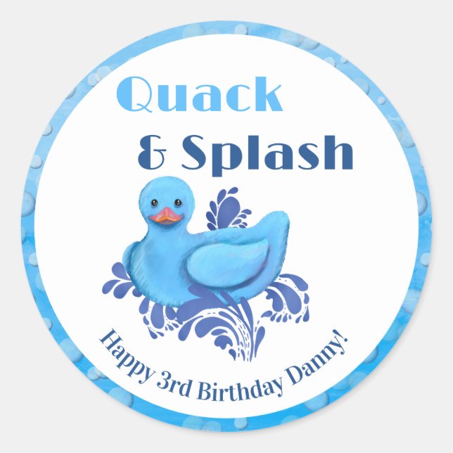 Adesivo Pato Quack e Splash 3º Aniversário (Frente)