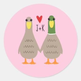Adesivo Patos de Amor Iniciais Personalizados Namorados