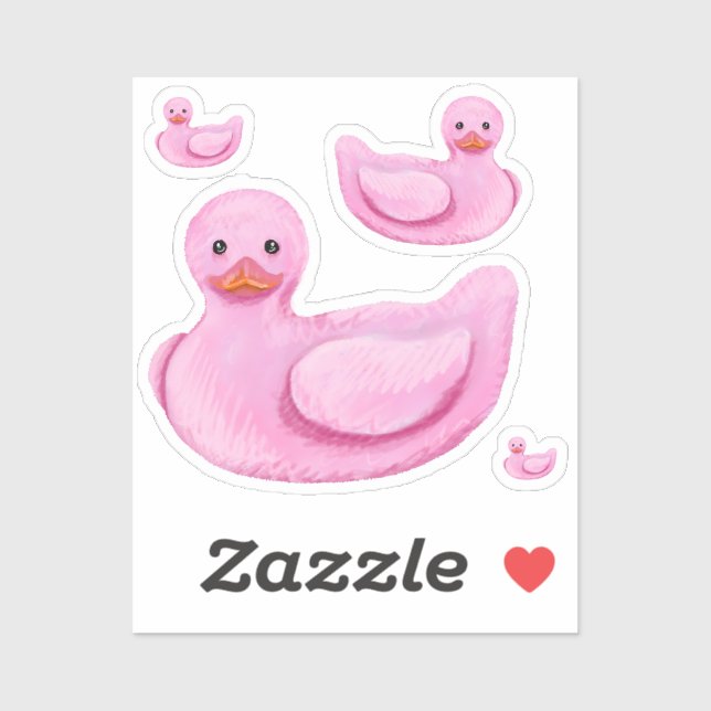 Adesivo Patos de Borracha Rosa (Folha)