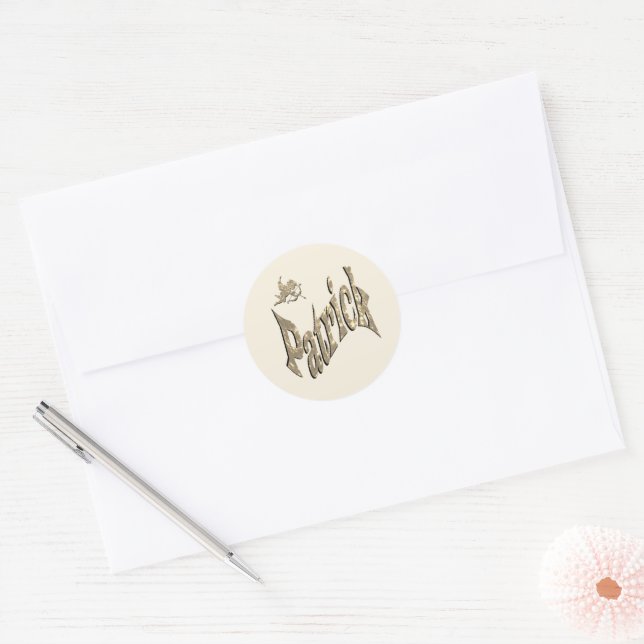 Adesivo 'Patrick' Nome Masculino Com Querubim, (Envelope)