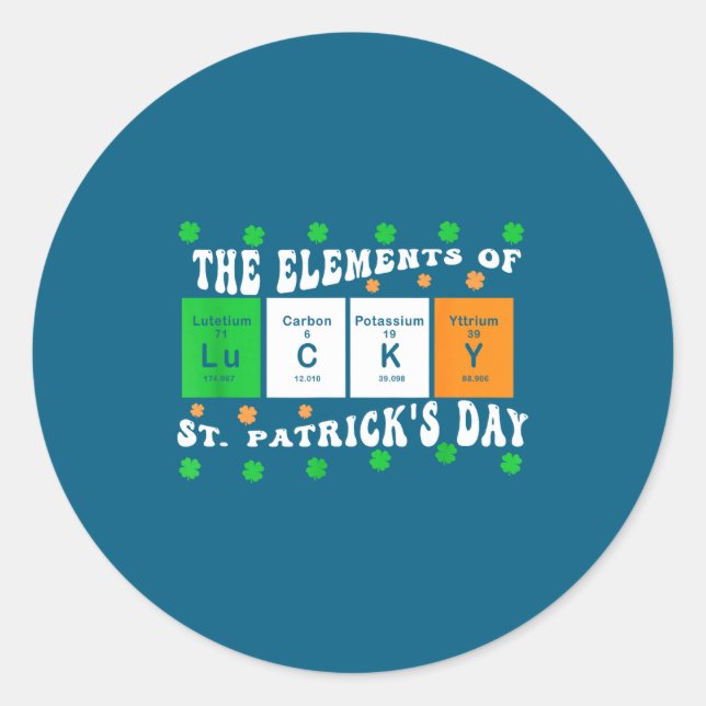 Adesivo Patricks Day Funny Elements Of Lucky Periodic Tabl (Frente)
