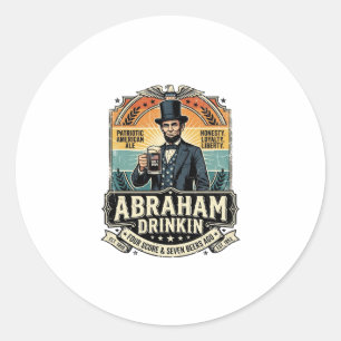 Adesivo Pátrio Abraham Bebendo Retro Desgastado