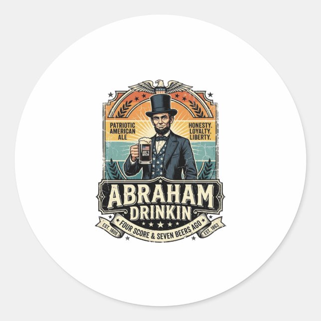 Adesivo Pátrio Abraham Bebendo Retro Desgastado (Frente)