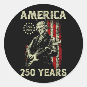 Adesivo Patriota Tocando Violão Aamérica 250 Anos Rock N