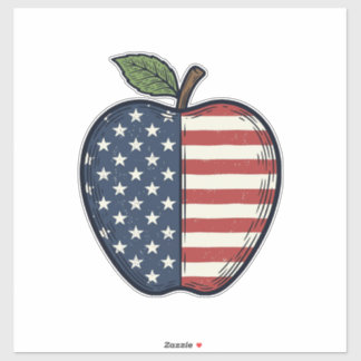Adesivo Patriotic Apple Vintage Engraving Vector Design_1