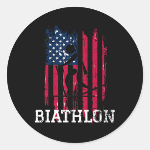 Adesivo Patriotic Biathlon Athleton Usa Flag Ski Shoot Win
