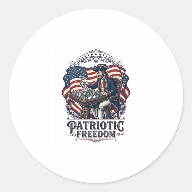 Adesivo Patriotic Chess Player Vector Graphic Tee (Frente)