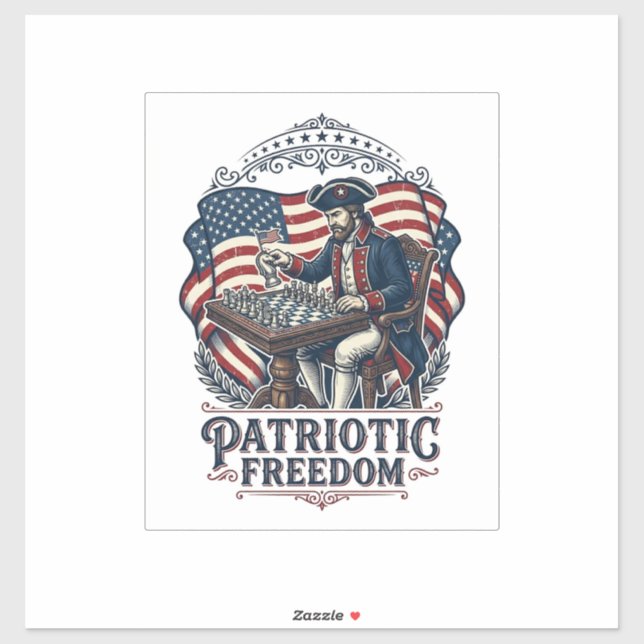 Adesivo Patriotic Chess Player Vector Graphic Tee (Folha)