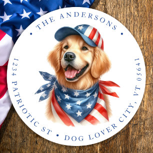 Adesivo Patriotic Dog 4 De Julho Endereço De Devolução