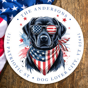 Adesivo Patriotic Dog 4 De Julho Labrador Endereço De Devo