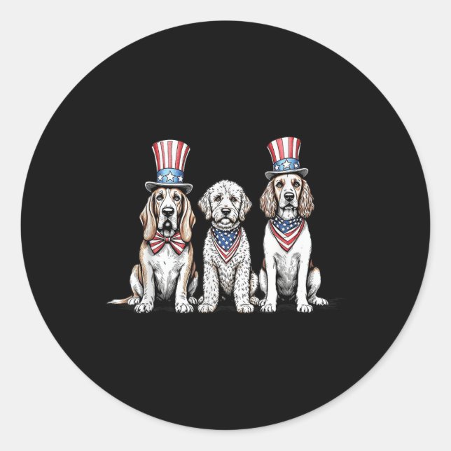Adesivo Patriotic Dogs 4th Of July American Flag Pet Dog L (Frente)