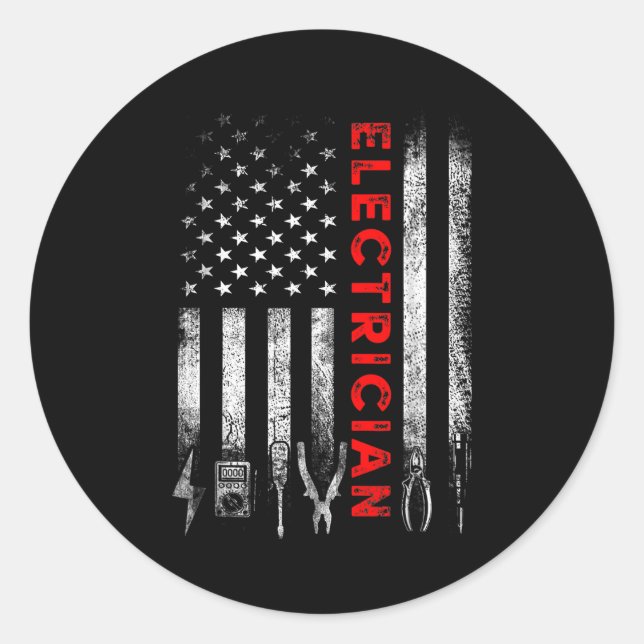 Adesivo Patriotic Electrician American Flag Fathers Day  (Frente)