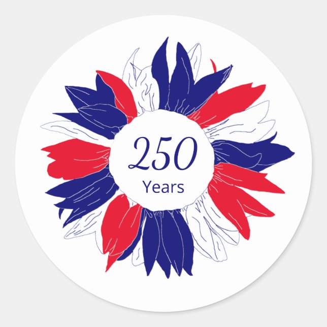Adesivo Patriotic Floral USA 250 Years Fourth of July  (Frente)