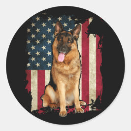 Adesivo Patriotic German Shepherd American Flag Dog