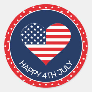 Adesivo Patriotic Marinho Blue, USA Flag Heart 4 de julho