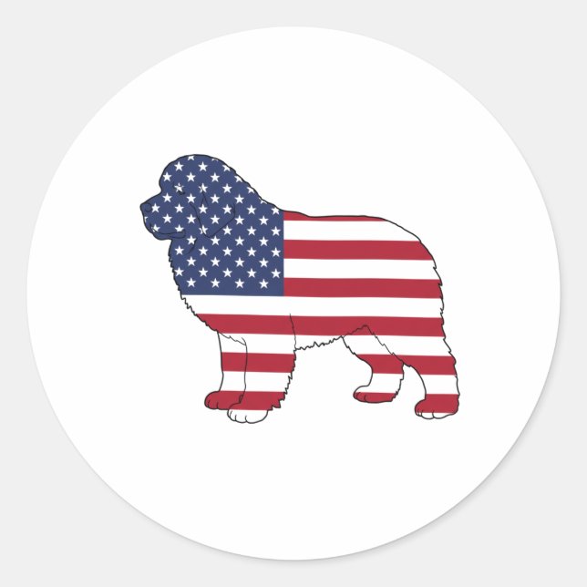 Adesivo Patriotic Newf Dog USA Flag Design 4 de julho (Frente)