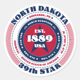 Adesivo Patriotic North Dakota Circle Design Sticker