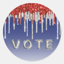 Adesivo Patriotic Red White Glitter Drip Blue Vote